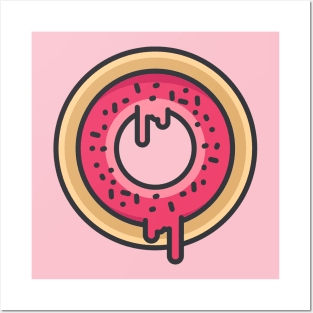 Melting Pink Cute Donut Posters and Art